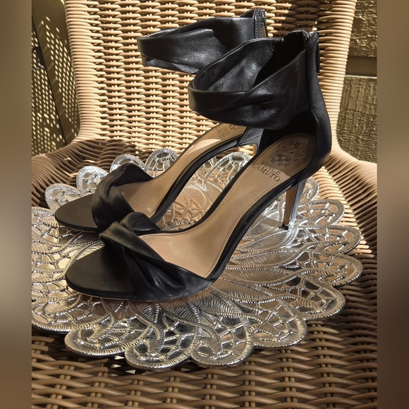 Vince Camuto Black Leather Heels - Picture 1 of 5